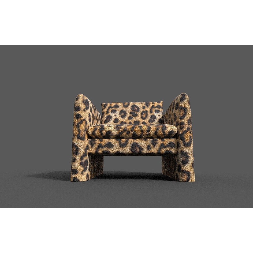 Modern Armchair 3D Model – Low Poly Game Asset, FBX, OBJ - View 14