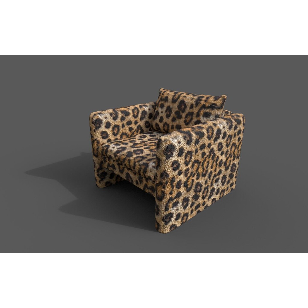 Modern Armchair 3D Model – Low Poly Game Asset, FBX, OBJ - View 15