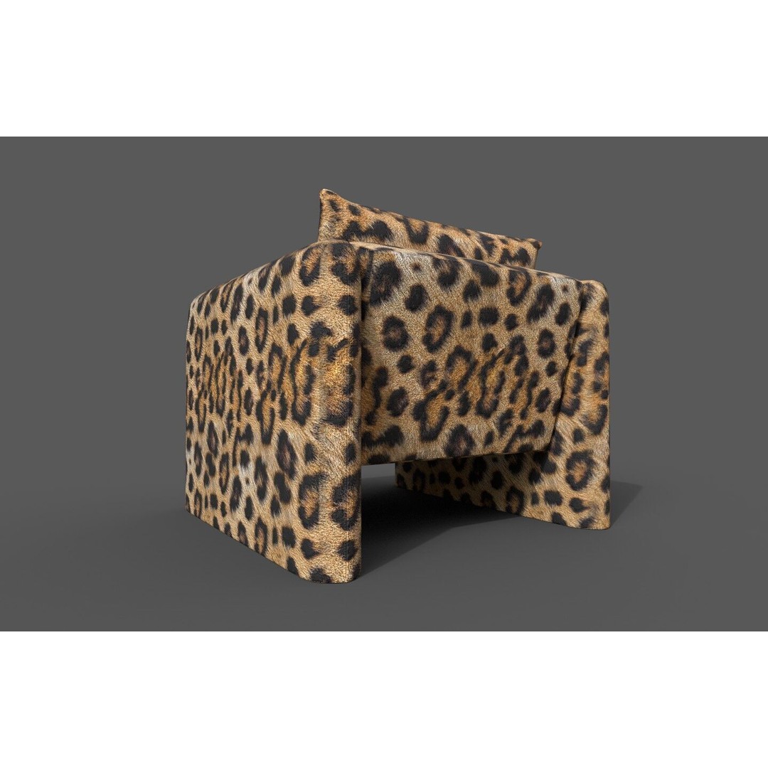 Modern Armchair 3D Model – Low Poly Game Asset, FBX, OBJ - View 16
