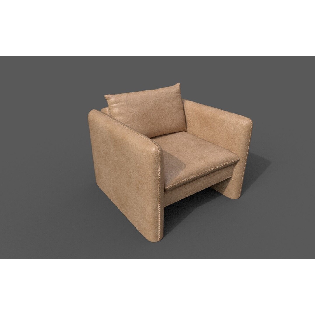Modern Armchair 3D Model – Low Poly Game Asset, FBX, OBJ - View 18