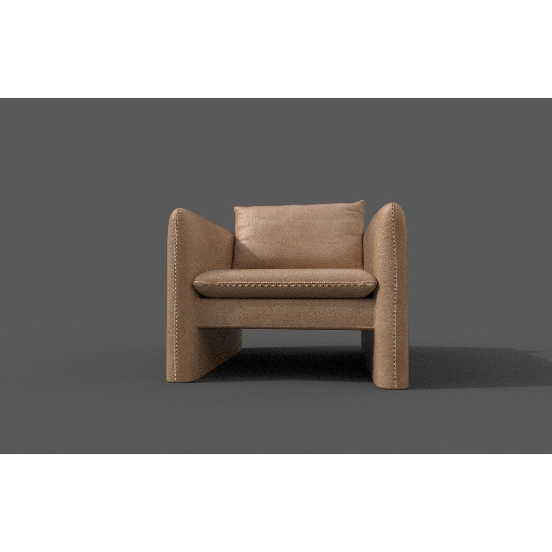 Modern Armchair 3D Model – Low Poly Game Asset, FBX, OBJ - View 19