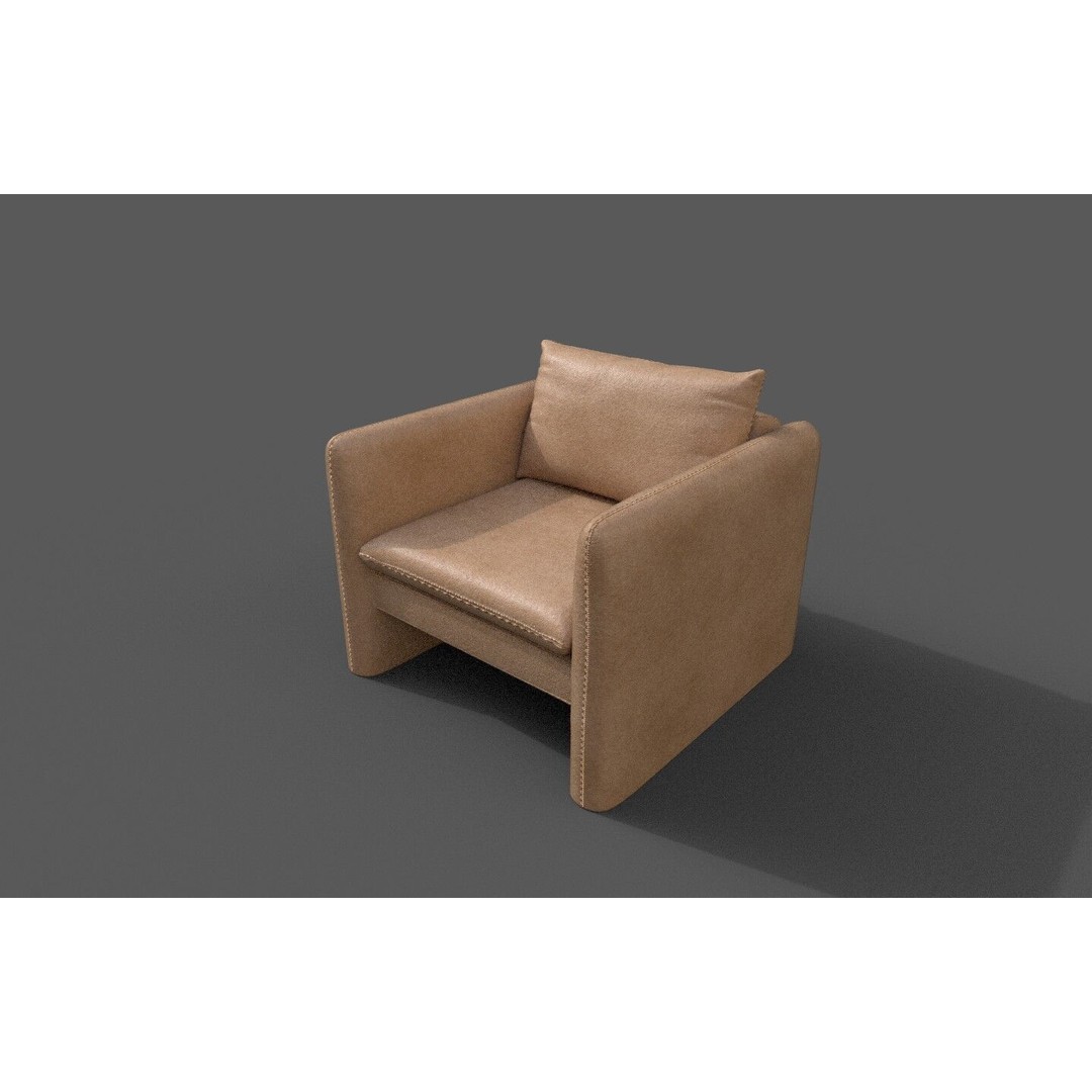 Modern Armchair 3D Model – Low Poly Game Asset, FBX, OBJ - View 20