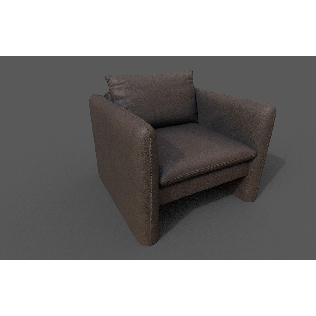 Modern Armchair 3D Model – Low Poly Game Asset, FBX, OBJ - View 3