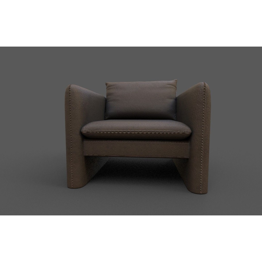 Modern Armchair 3D Model – Low Poly Game Asset, FBX, OBJ - View 4