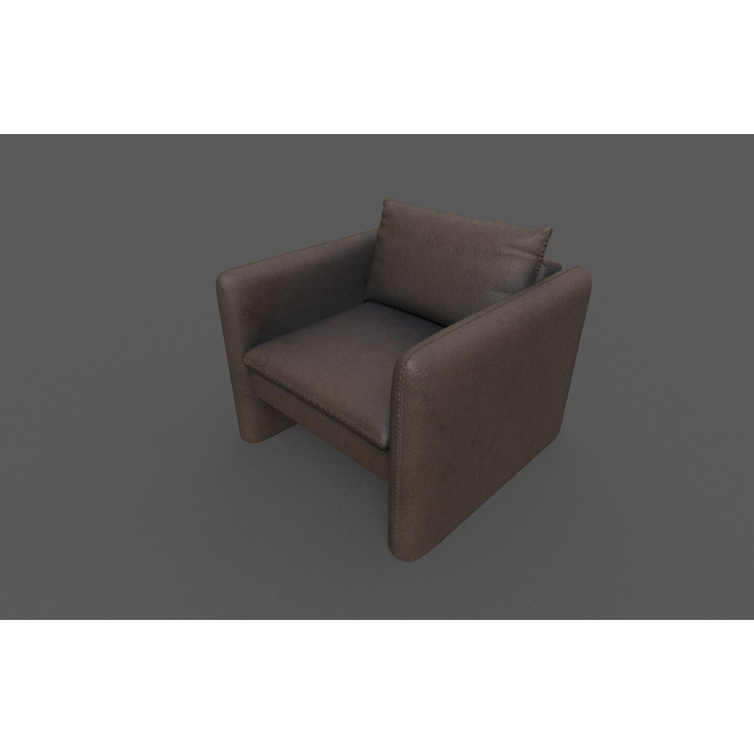 Modern Armchair 3D Model – Low Poly Game Asset, FBX, OBJ - View 5