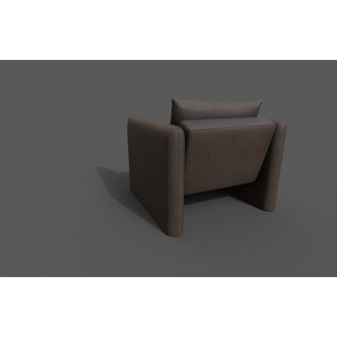 Modern Armchair 3D Model – Low Poly Game Asset, FBX, OBJ - View 6