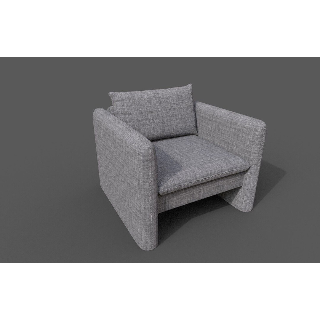 Modern Armchair 3D Model – Low Poly Game Asset, FBX, OBJ - View 8