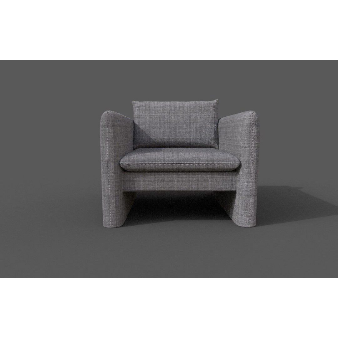 Modern Armchair 3D Model – Low Poly Game Asset, FBX, OBJ - View 9