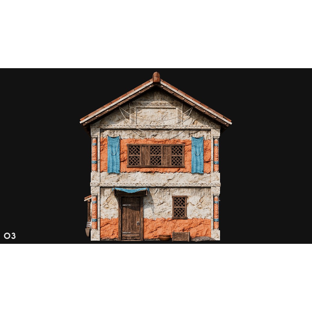 Ancient House 3D Model – Low Poly PBR Textured Asset, FBX, OBJ - View 18