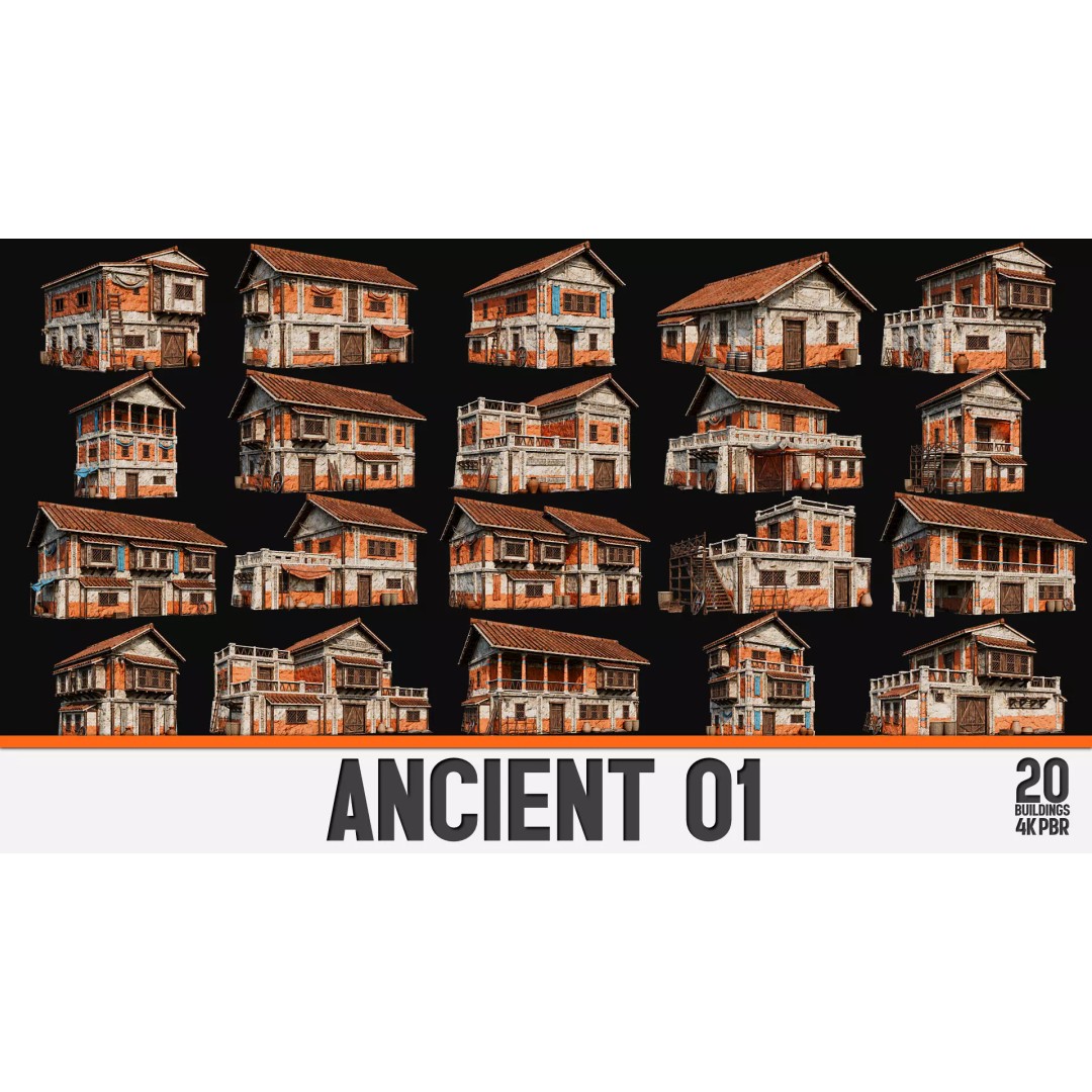 Ancient House 3D Model – Low Poly PBR Textured Asset, FBX, OBJ - View 2