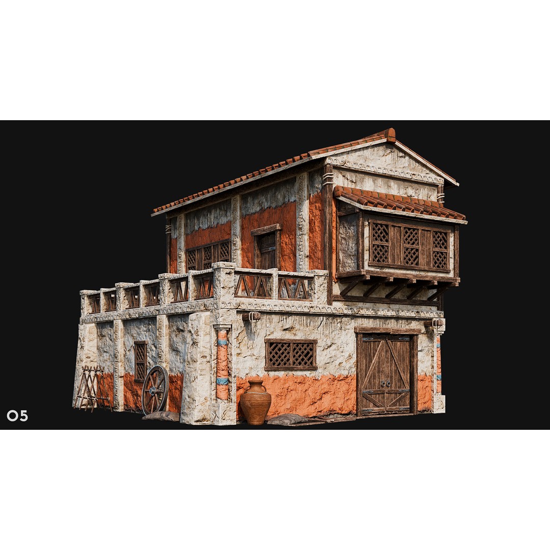 Ancient House 3D Model – Low Poly PBR Textured Asset, FBX, OBJ - View 23