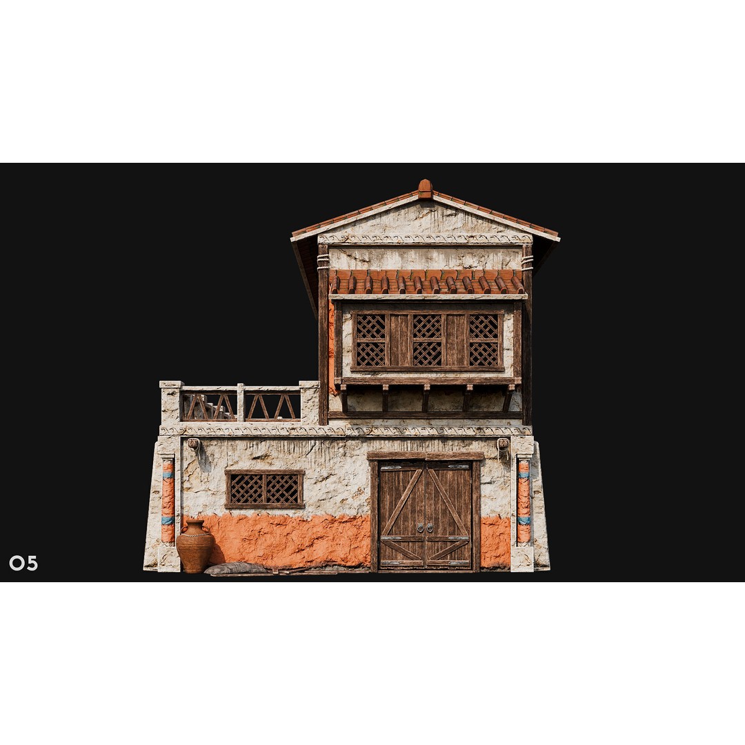 Ancient House 3D Model – Low Poly PBR Textured Asset, FBX, OBJ - View 24