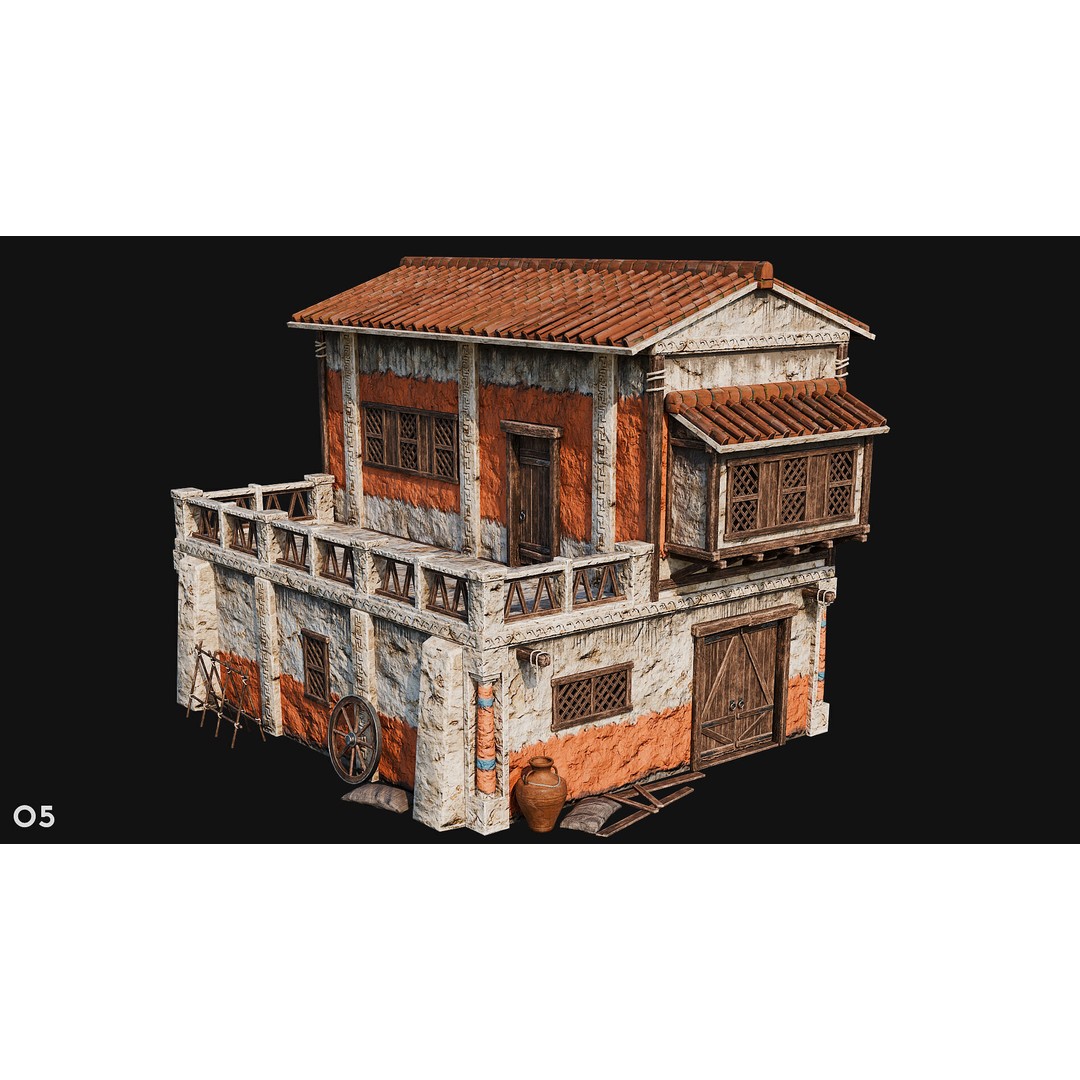 Ancient House 3D Model – Low Poly PBR Textured Asset, FBX, OBJ - View 25