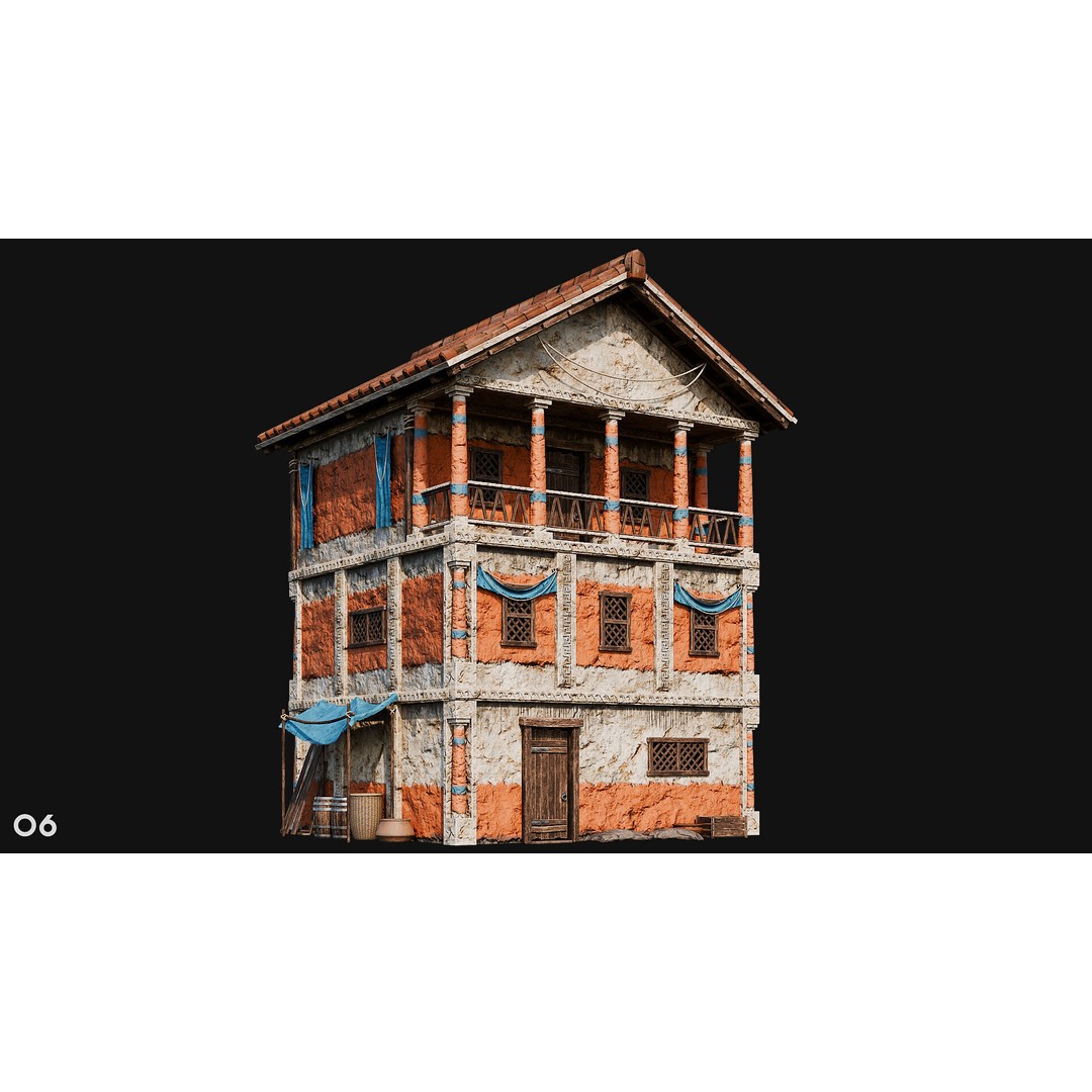 Ancient House 3D Model – Low Poly PBR Textured Asset, FBX, OBJ - View 26