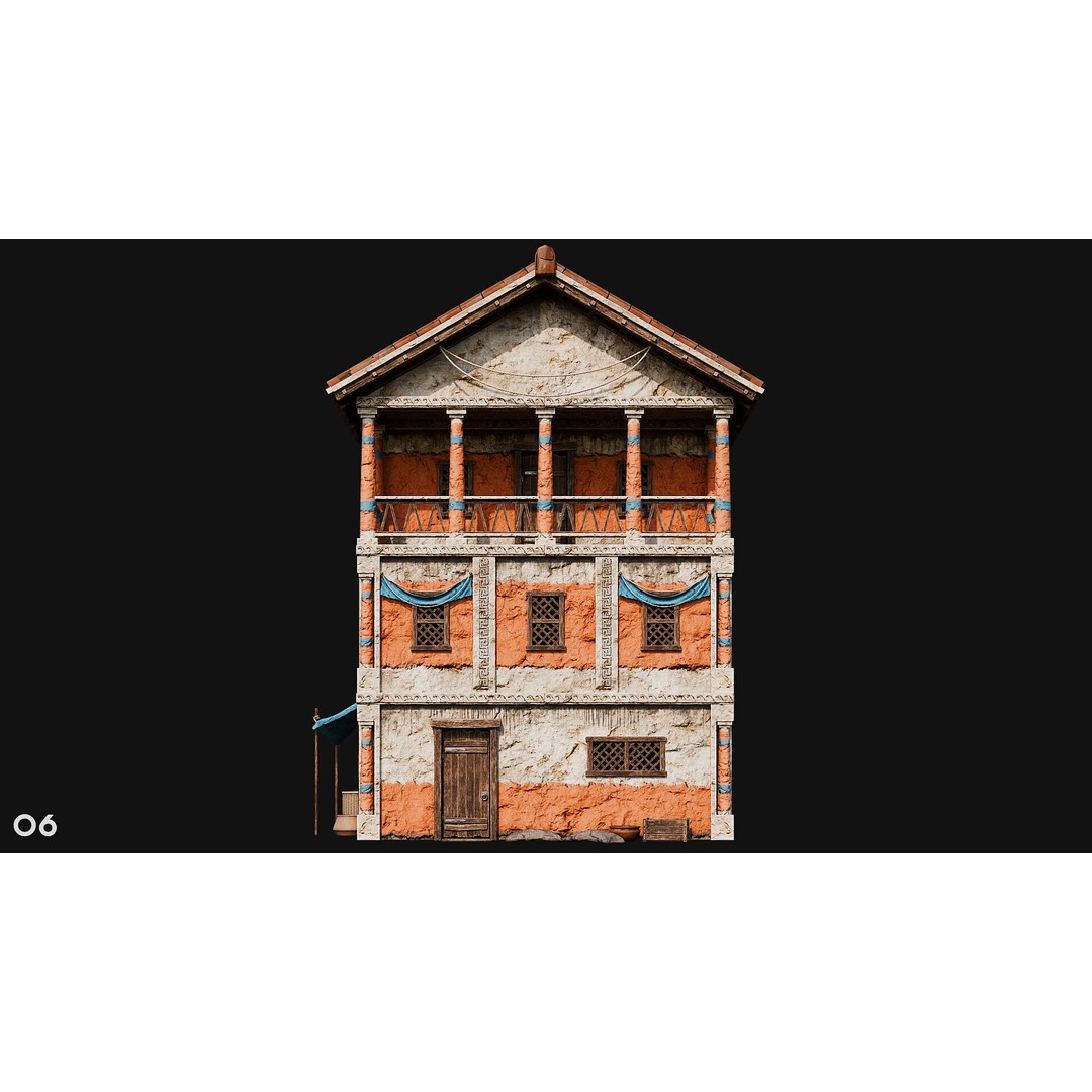 Ancient House 3D Model – Low Poly PBR Textured Asset, FBX, OBJ - View 27