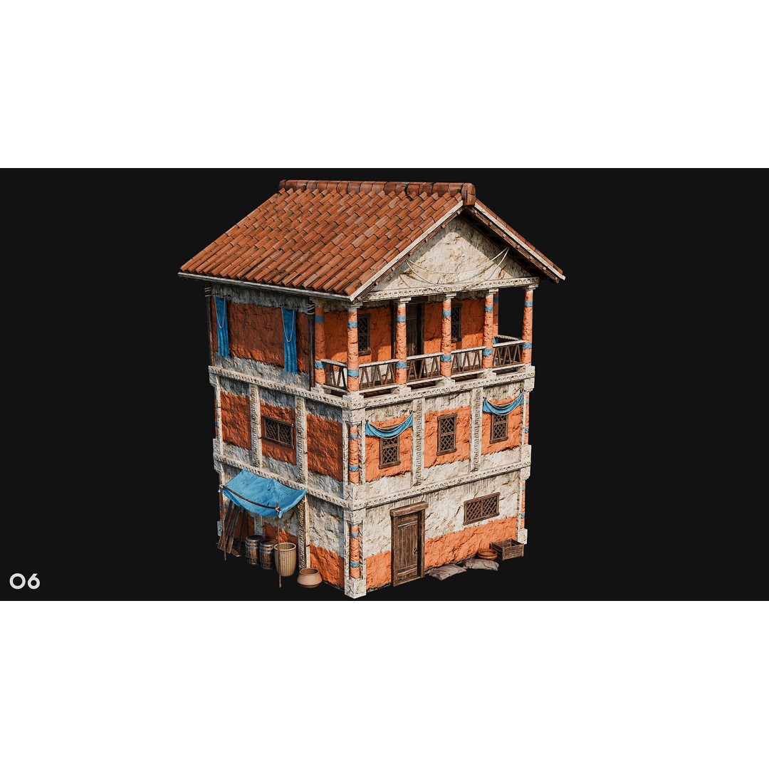 Ancient House 3D Model – Low Poly PBR Textured Asset, FBX, OBJ - View 28