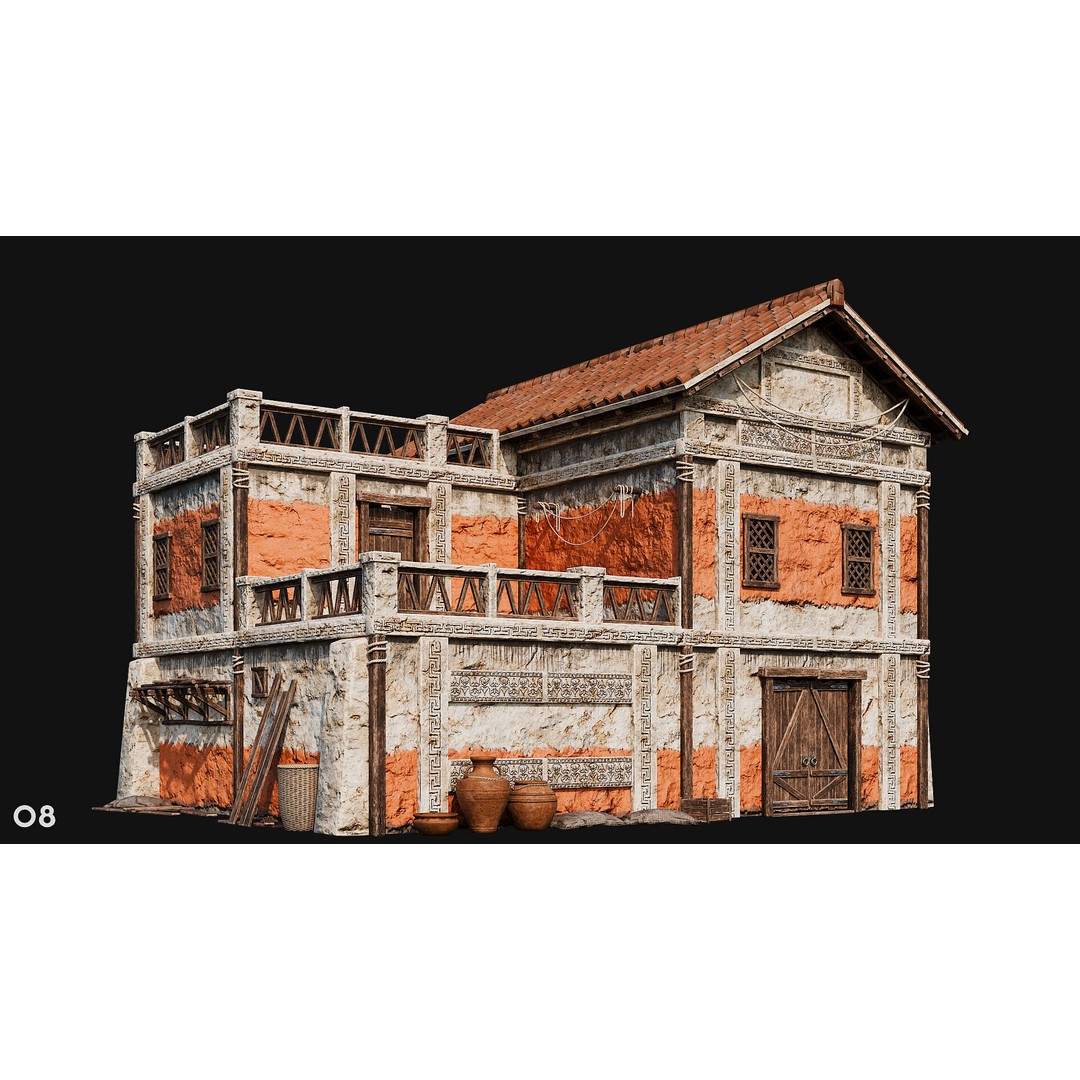Ancient House 3D Model – Low Poly PBR Textured Asset, FBX, OBJ - View 32
