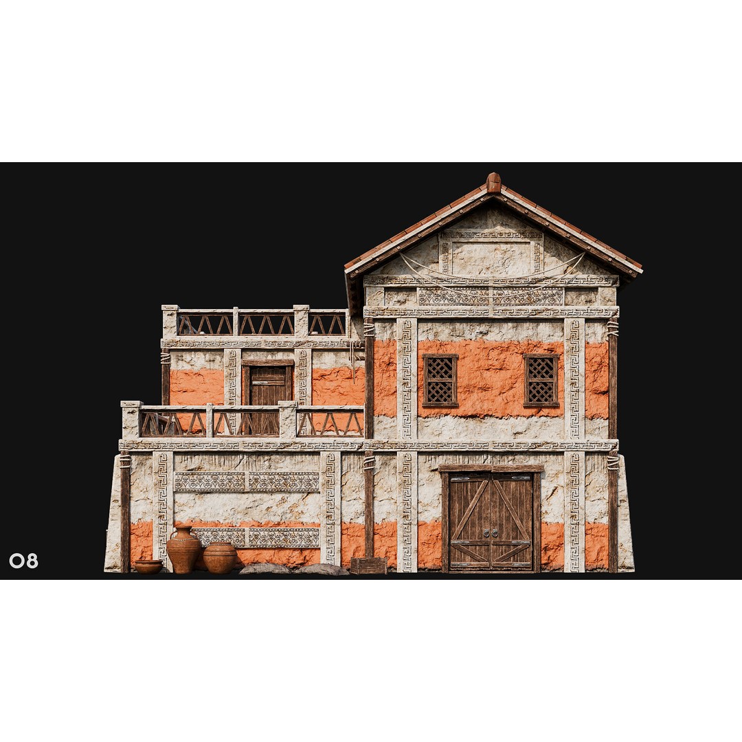 Ancient House 3D Model – Low Poly PBR Textured Asset, FBX, OBJ - View 33