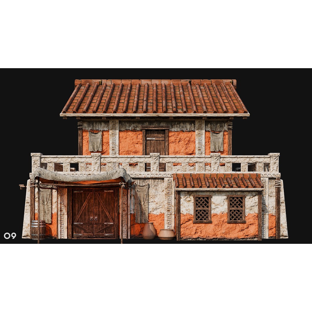 Ancient House 3D Model – Low Poly PBR Textured Asset, FBX, OBJ - View 36
