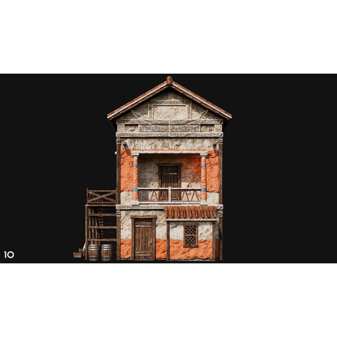 Ancient House 3D Model – Low Poly PBR Textured Asset, FBX, OBJ - View 39
