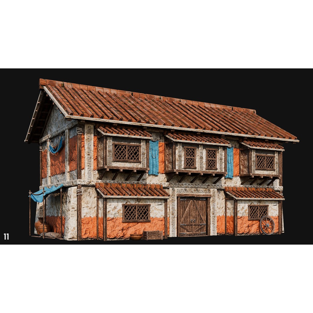 Ancient House 3D Model – Low Poly PBR Textured Asset, FBX, OBJ - View 41