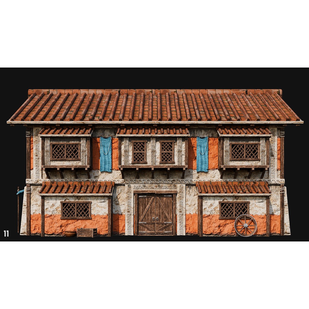 Ancient House 3D Model – Low Poly PBR Textured Asset, FBX, OBJ - View 42