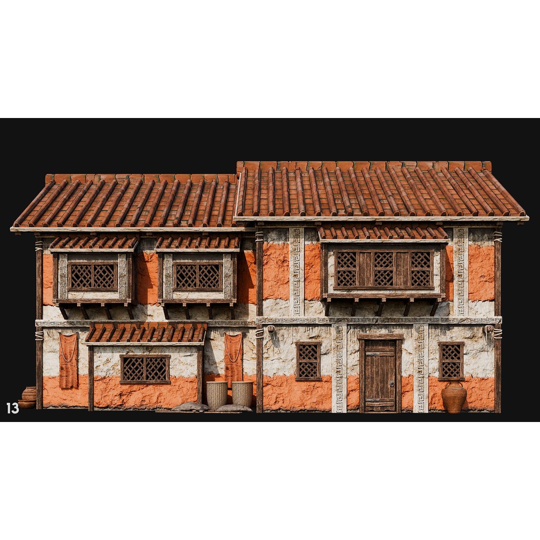 Ancient House 3D Model – Low Poly PBR Textured Asset, FBX, OBJ - View 48