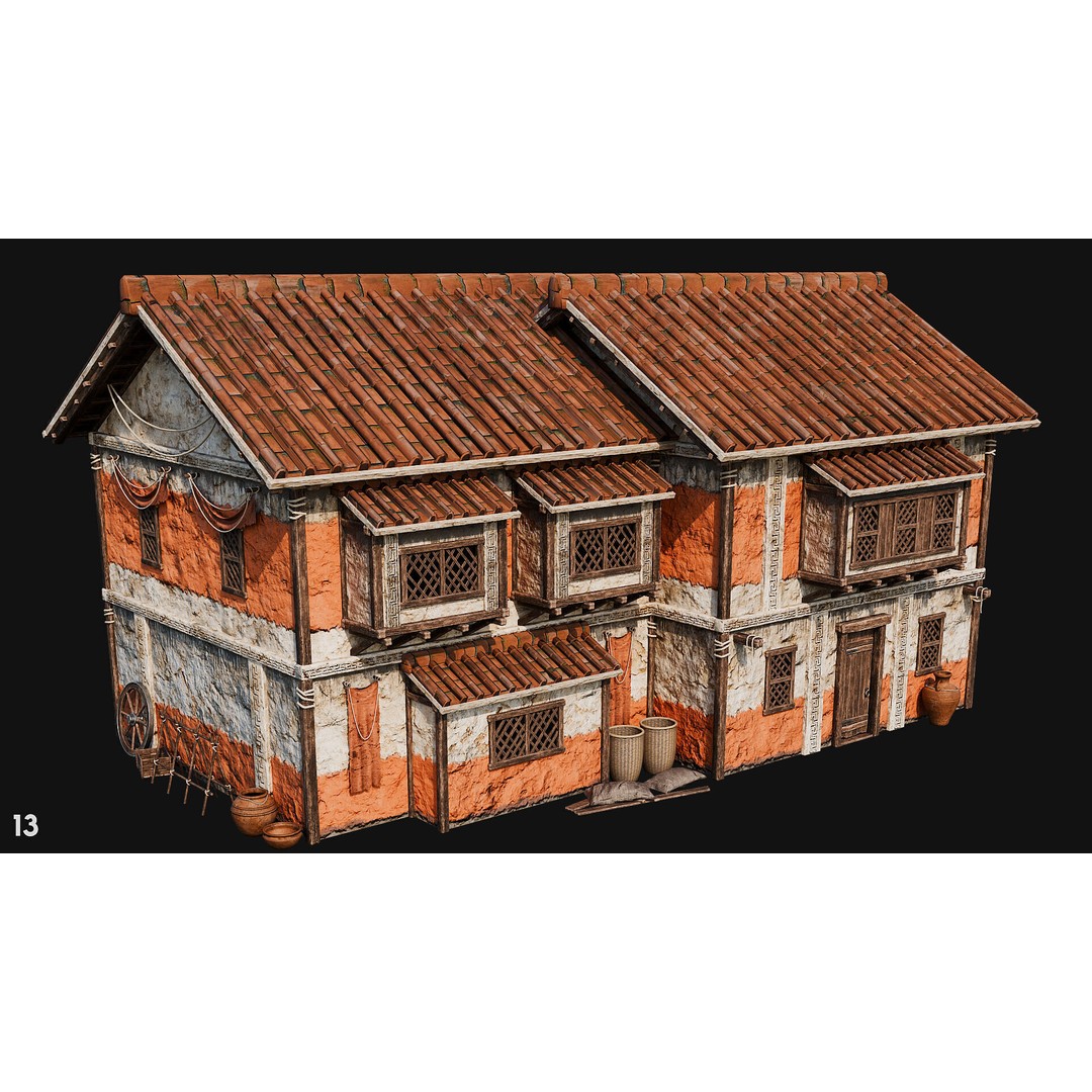 Ancient House 3D Model – Low Poly PBR Textured Asset, FBX, OBJ - View 49