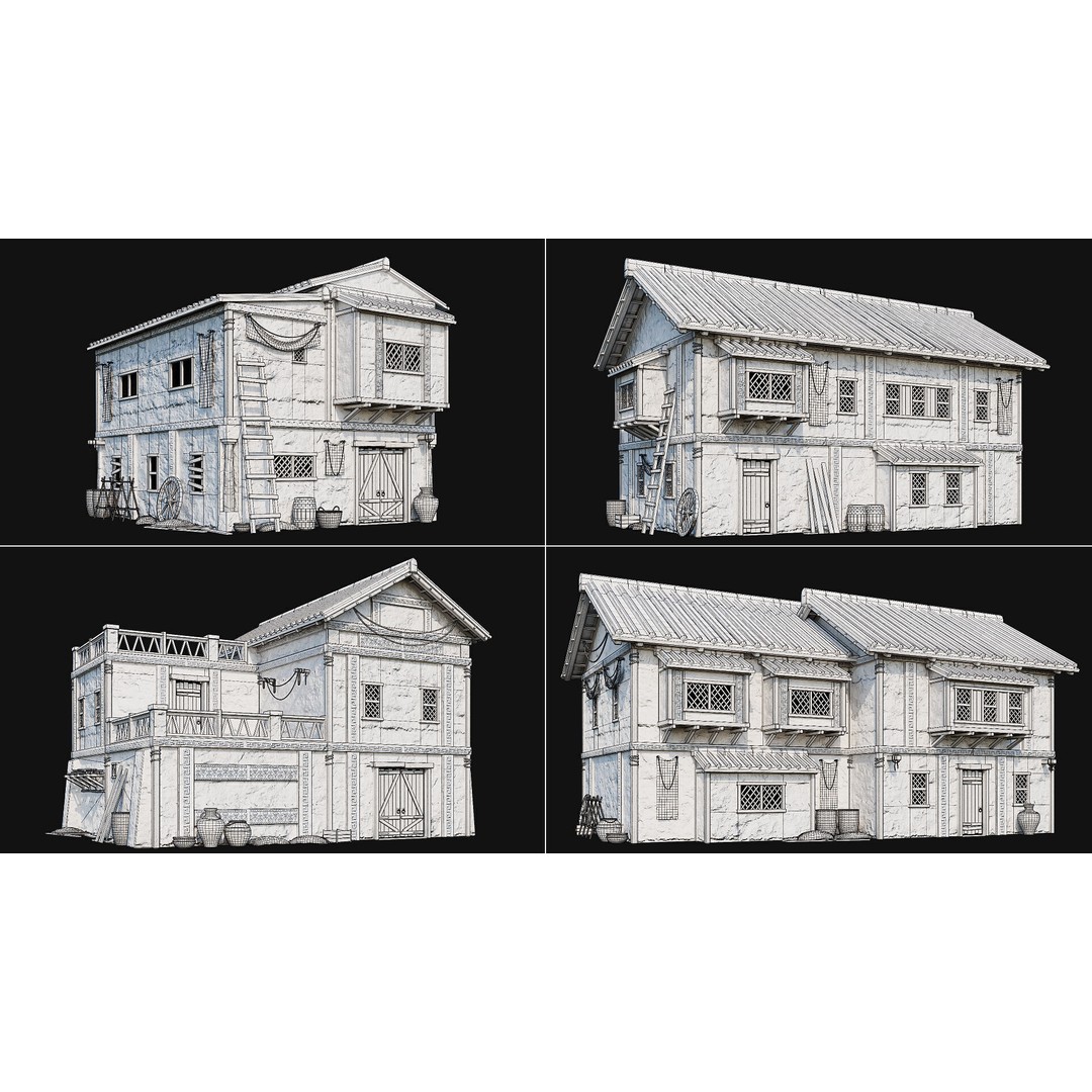 Ancient House 3D Model – Low Poly PBR Textured Asset, FBX, OBJ - View 5