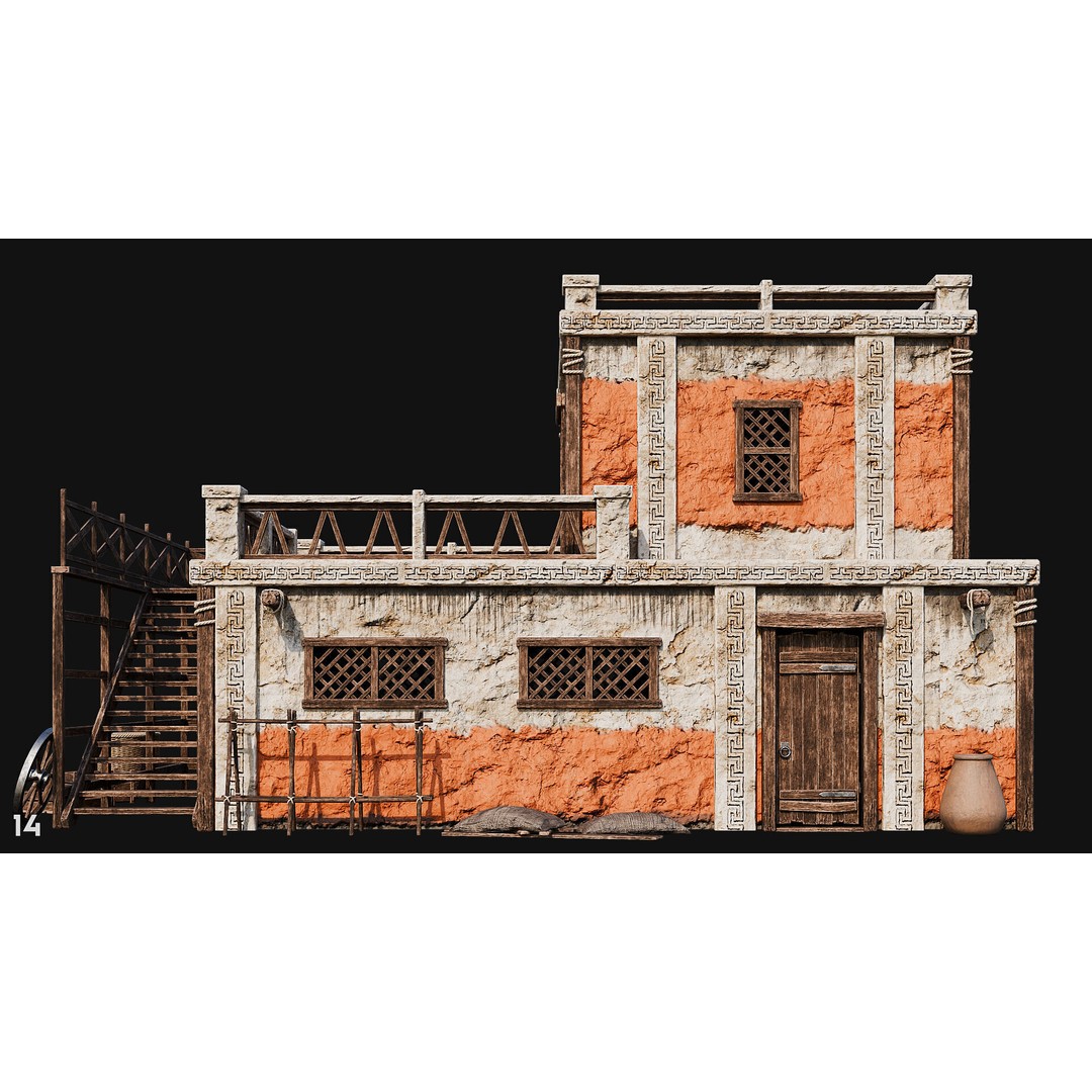 Ancient House 3D Model – Low Poly PBR Textured Asset, FBX, OBJ - View 51