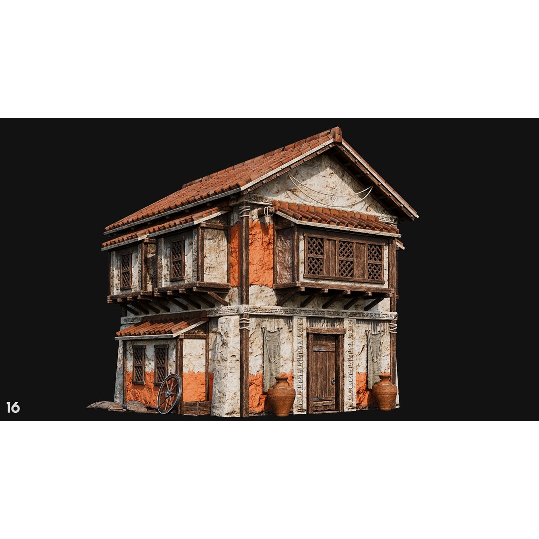 Ancient House 3D Model – Low Poly PBR Textured Asset, FBX, OBJ - View 56