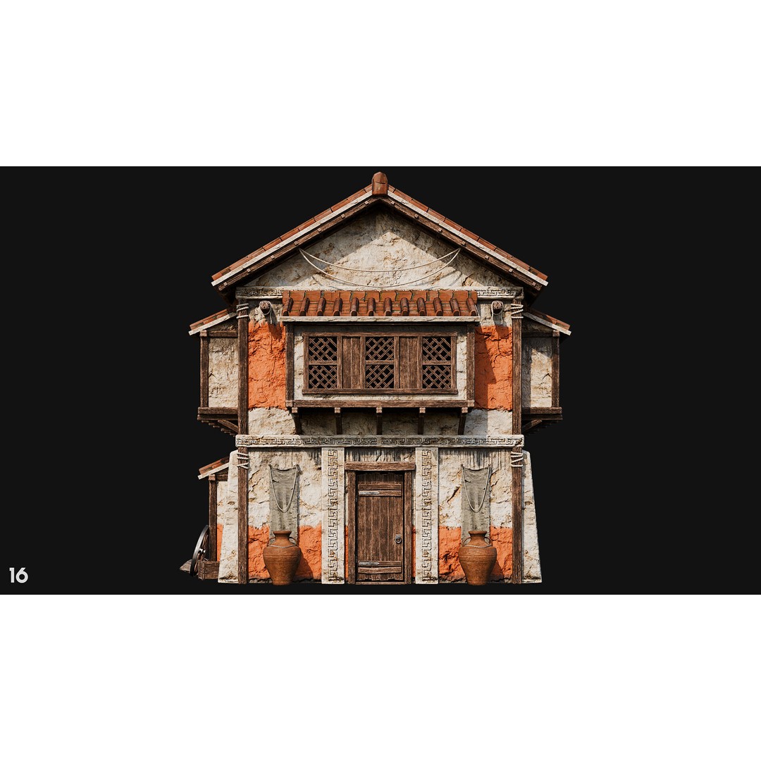 Ancient House 3D Model – Low Poly PBR Textured Asset, FBX, OBJ - View 57