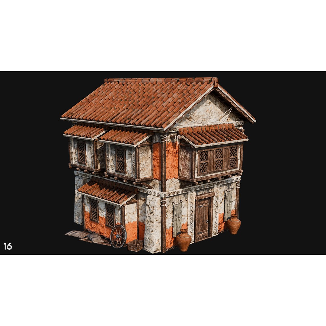 Ancient House 3D Model – Low Poly PBR Textured Asset, FBX, OBJ - View 58