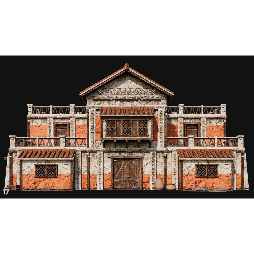 Ancient House 3D Model – Low Poly PBR Textured Asset, FBX, OBJ - View 60