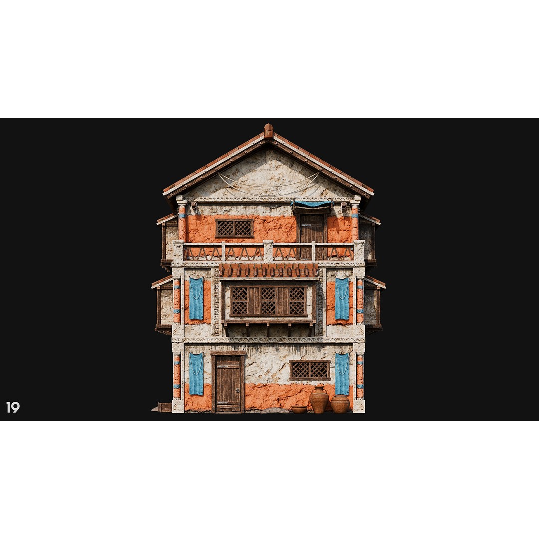 Ancient House 3D Model – Low Poly PBR Textured Asset, FBX, OBJ - View 66