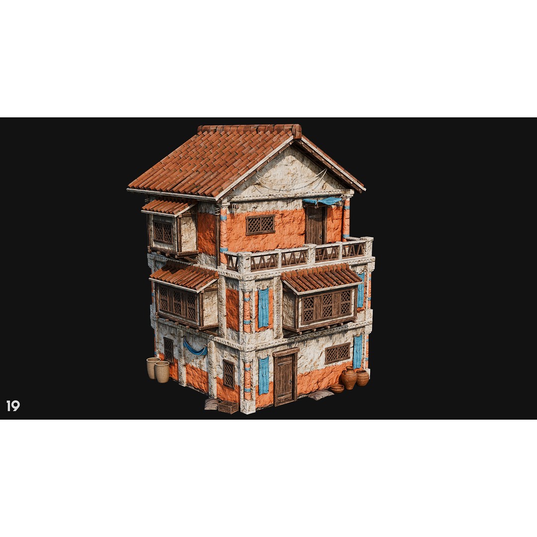 Ancient House 3D Model – Low Poly PBR Textured Asset, FBX, OBJ - View 67