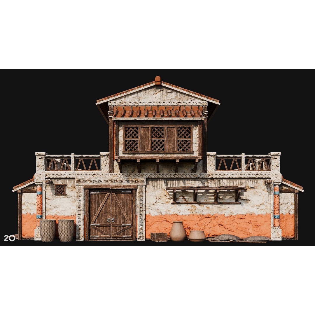 Ancient House 3D Model – Low Poly PBR Textured Asset, FBX, OBJ - View 69