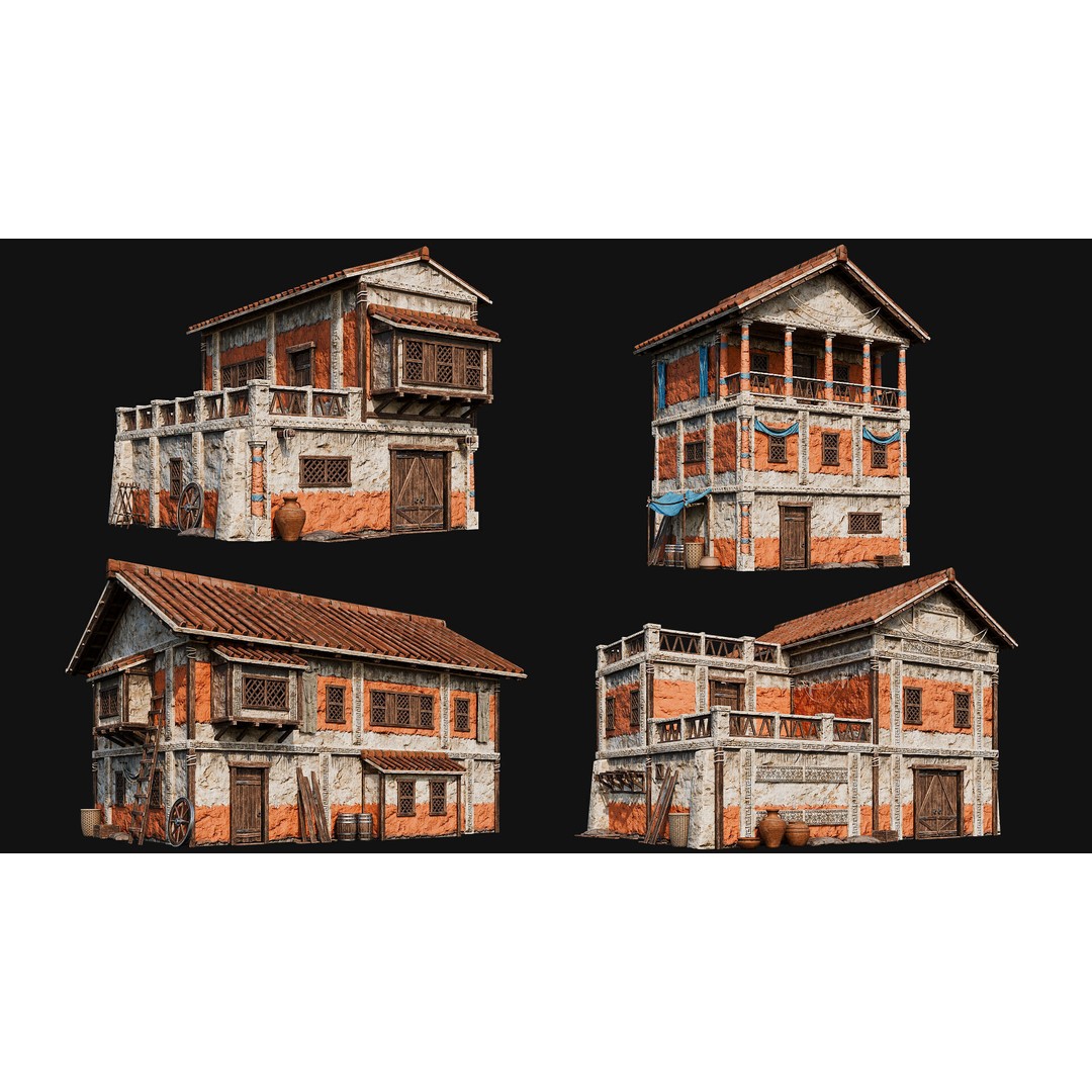 Ancient House 3D Model – Low Poly PBR Textured Asset, FBX, OBJ - View 7