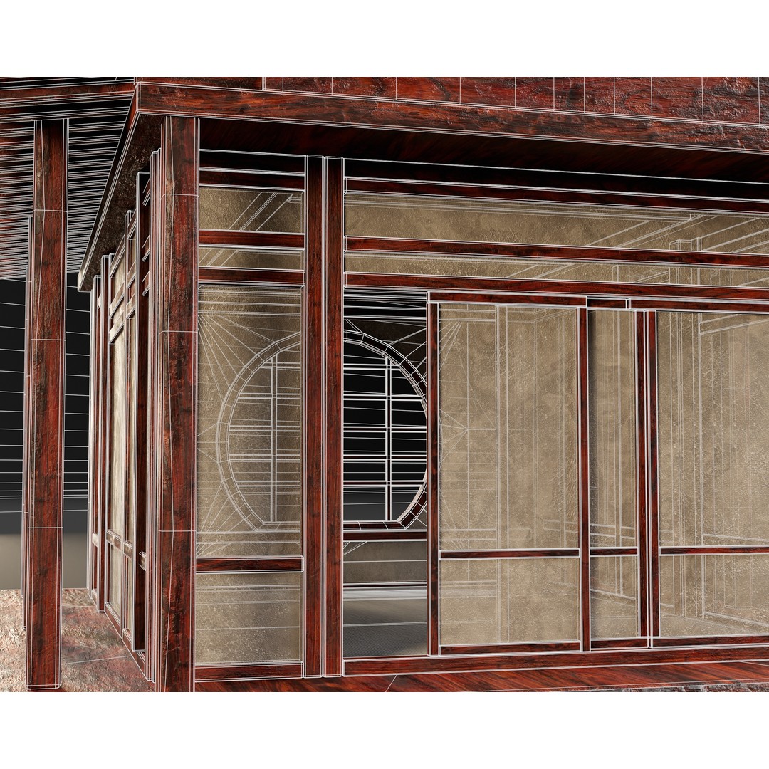 Japanese Tea House 3D Model – Low Poly Architectural Asset, FBX
