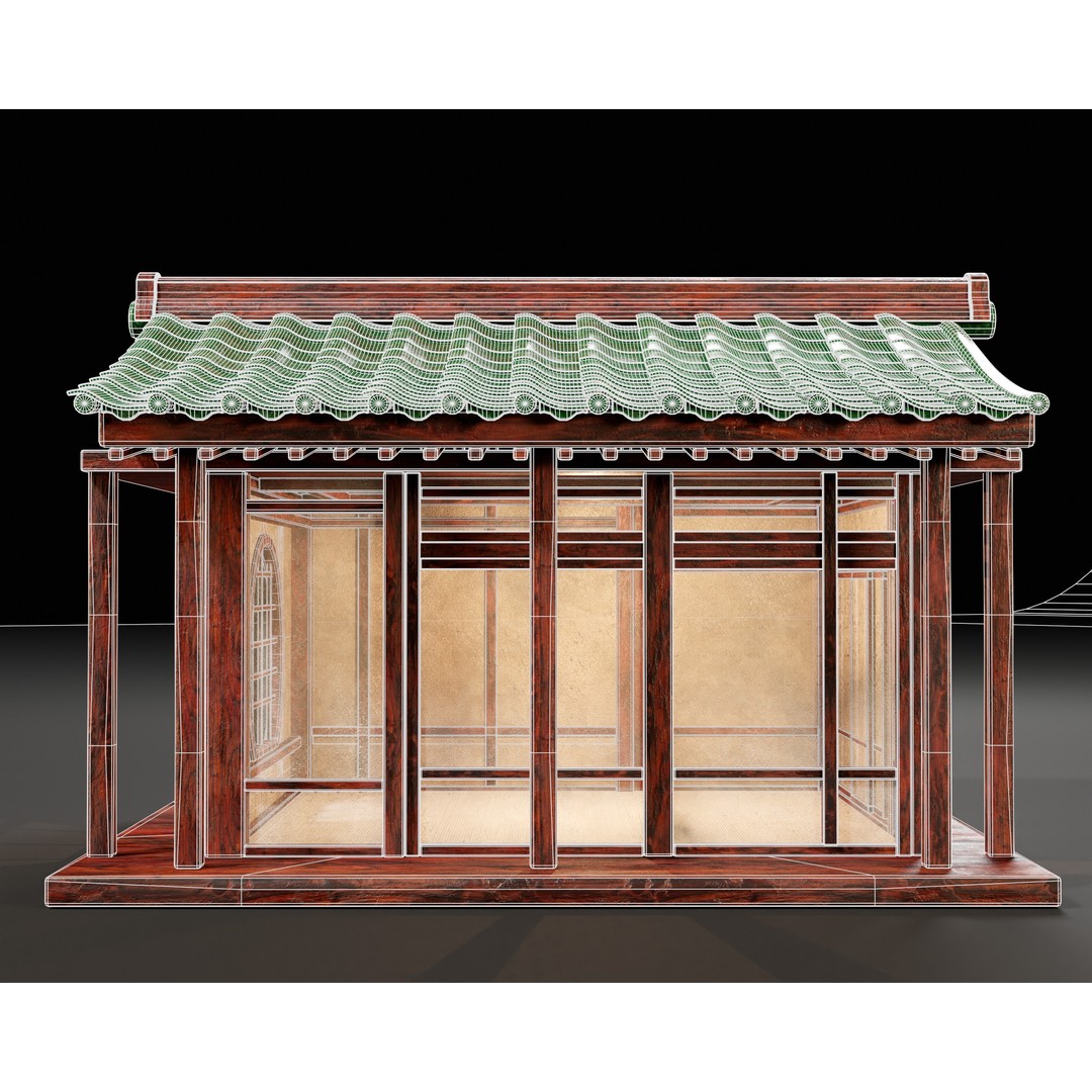 Japanese Tea House 3D Model – Low Poly Architectural Asset, FBX - View 10