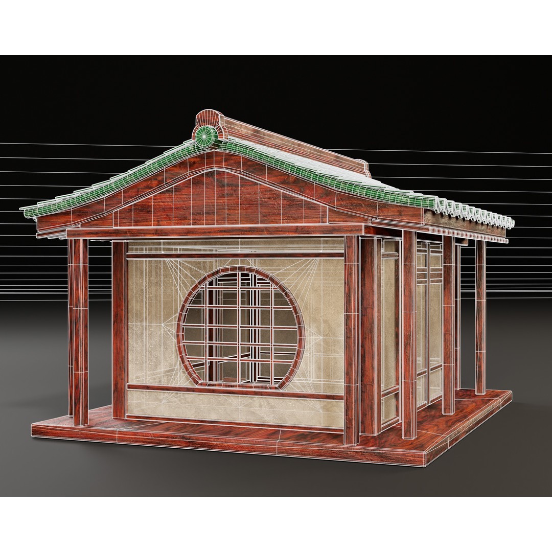 Japanese Tea House 3D Model – Low Poly Architectural Asset, FBX - View 14