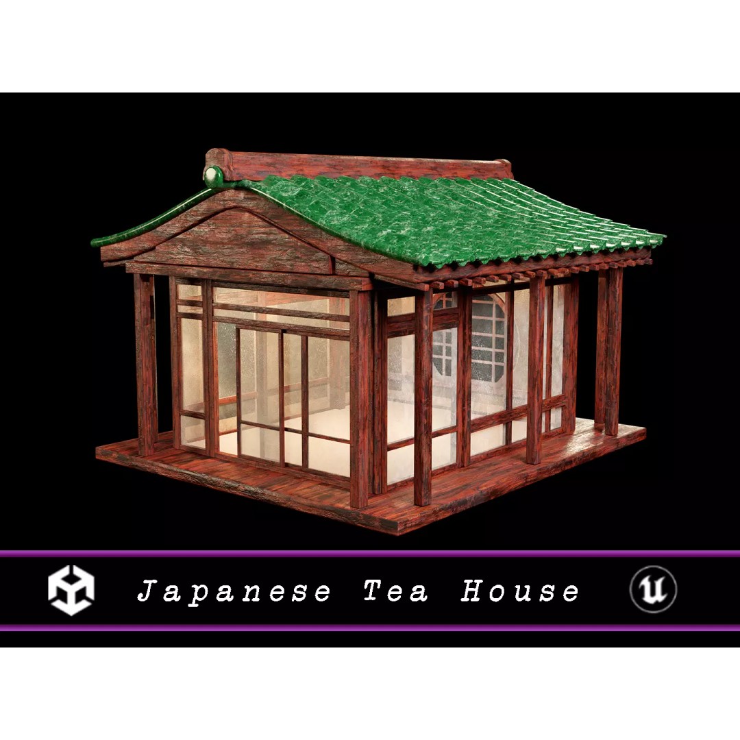 Japanese Tea House 3D Model – Low Poly Architectural Asset, FBX - View 2