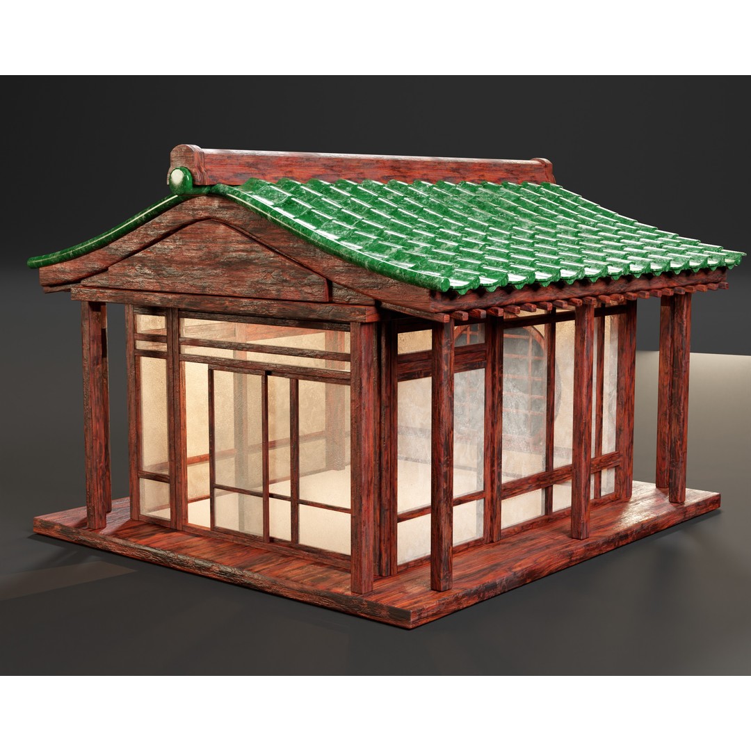 Japanese Tea House 3D Model – Low Poly Architectural Asset, FBX - View 3