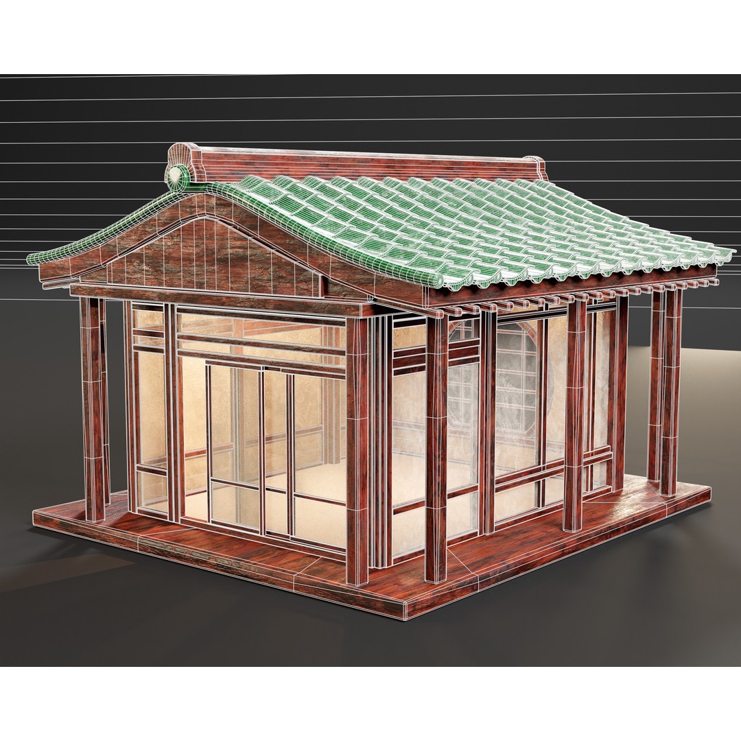 Japanese Tea House 3D Model – Low Poly Architectural Asset, FBX - View 4