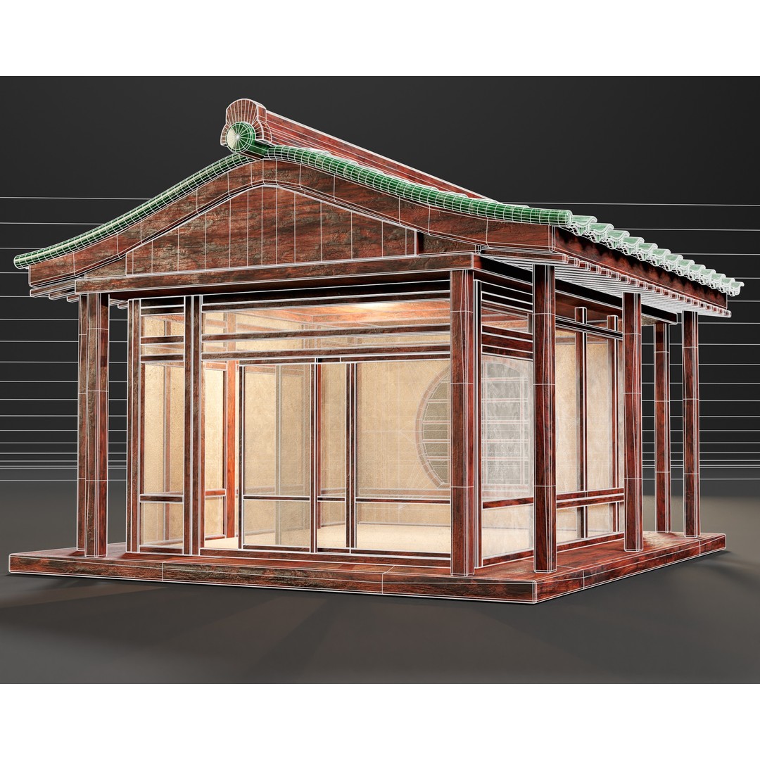 Japanese Tea House 3D Model – Low Poly Architectural Asset, FBX - View 6