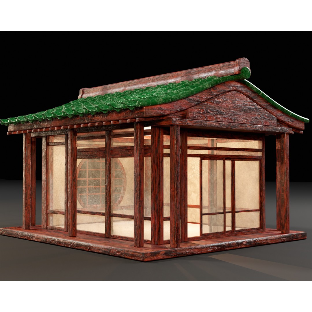 Japanese Tea House 3D Model – Low Poly Architectural Asset, FBX - View 7