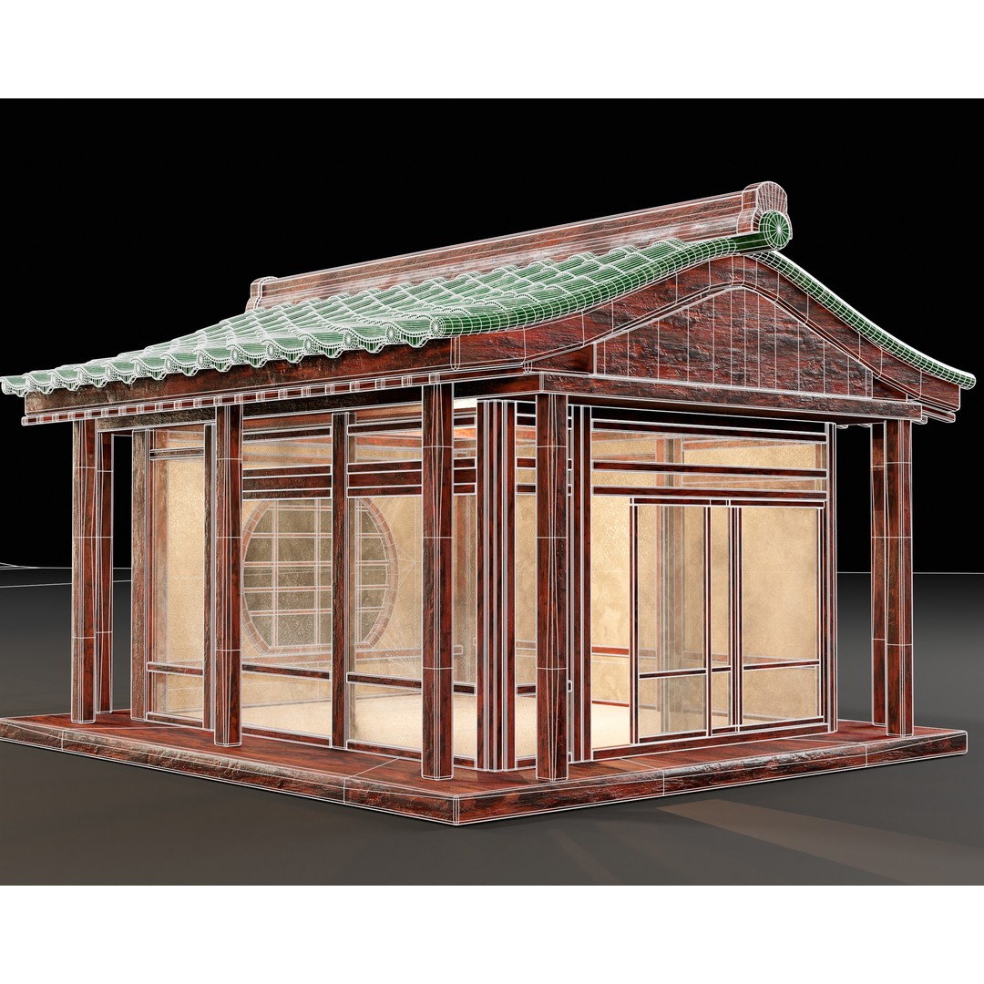 Japanese Tea House 3D Model – Low Poly Architectural Asset, FBX - View 8