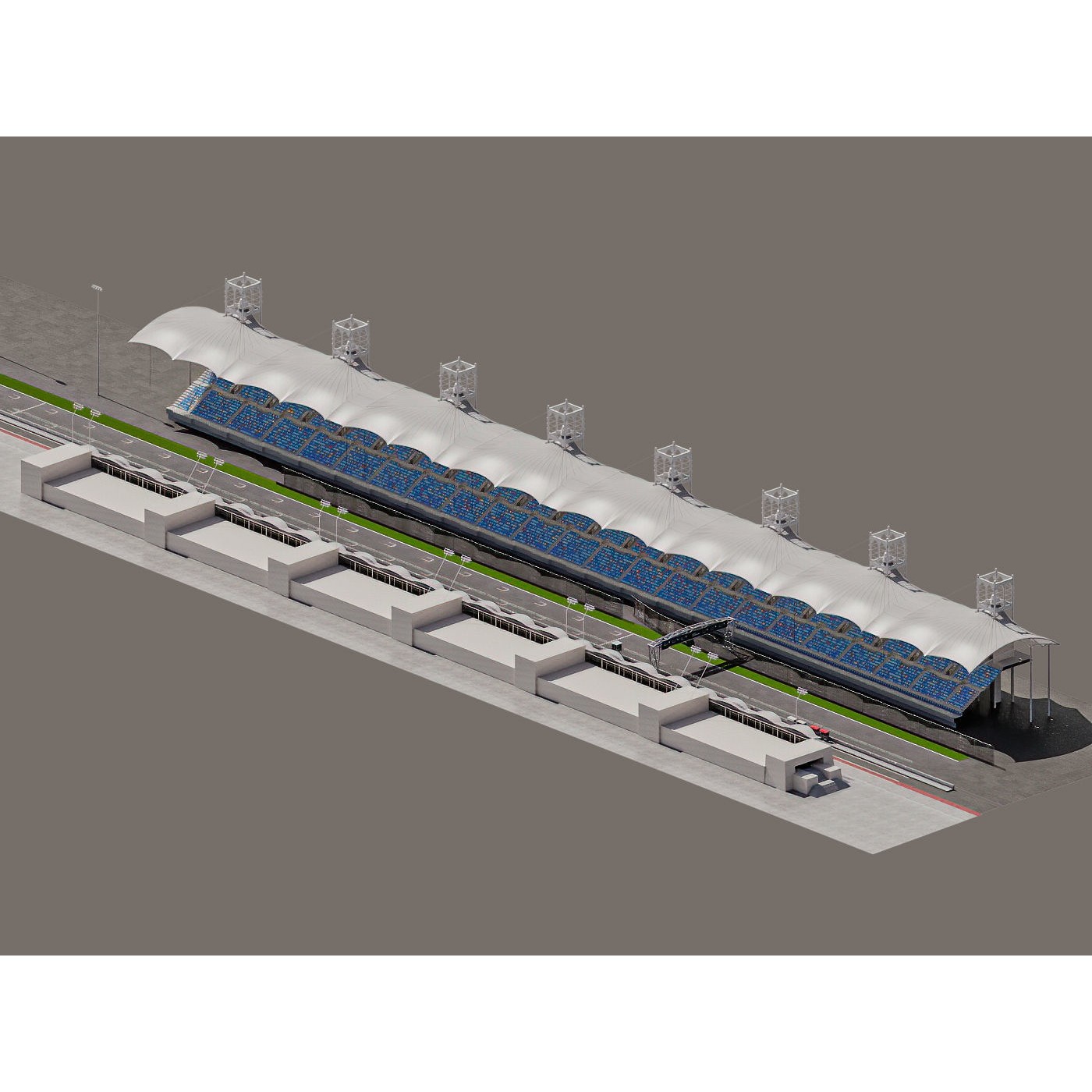 Bahrain International Circuit - Game-Ready 3D Model - View 3