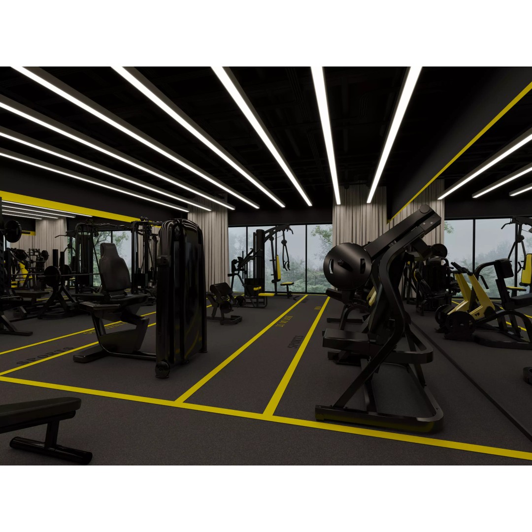 Fitness Center Gym 3D Model – Modern Industrial Interior, FBX, OBJ - View 4