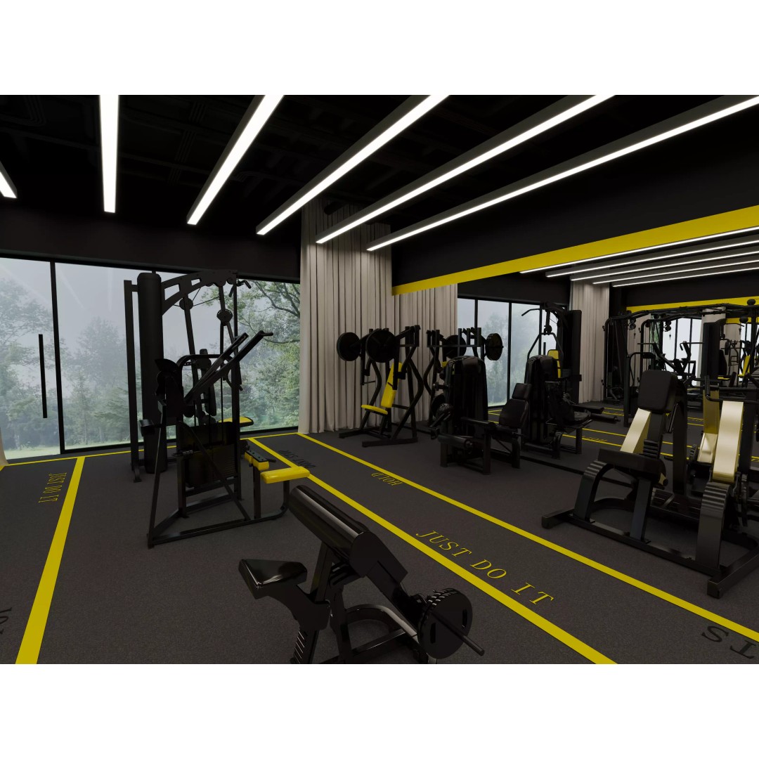 Fitness Center Gym 3D Model – Modern Industrial Interior, FBX, OBJ - View 5